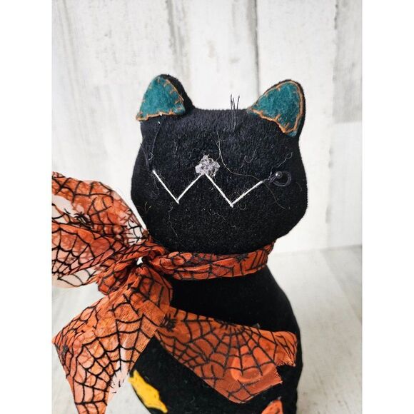 Shabby chic cat Halloween decor plush bean - Picture 2 of 9